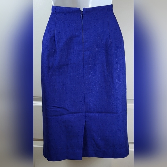KASPER Lightweight Linen Skirt Suit Royal Blue Size 10P Vintage - Picture 7 of 12